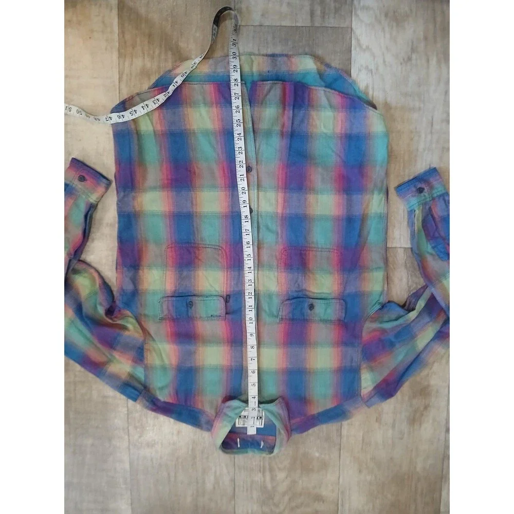 Vintage Levi's Rainbow Plaid Flannel Long Sleeve Button Up Shirt Size Mens Large
